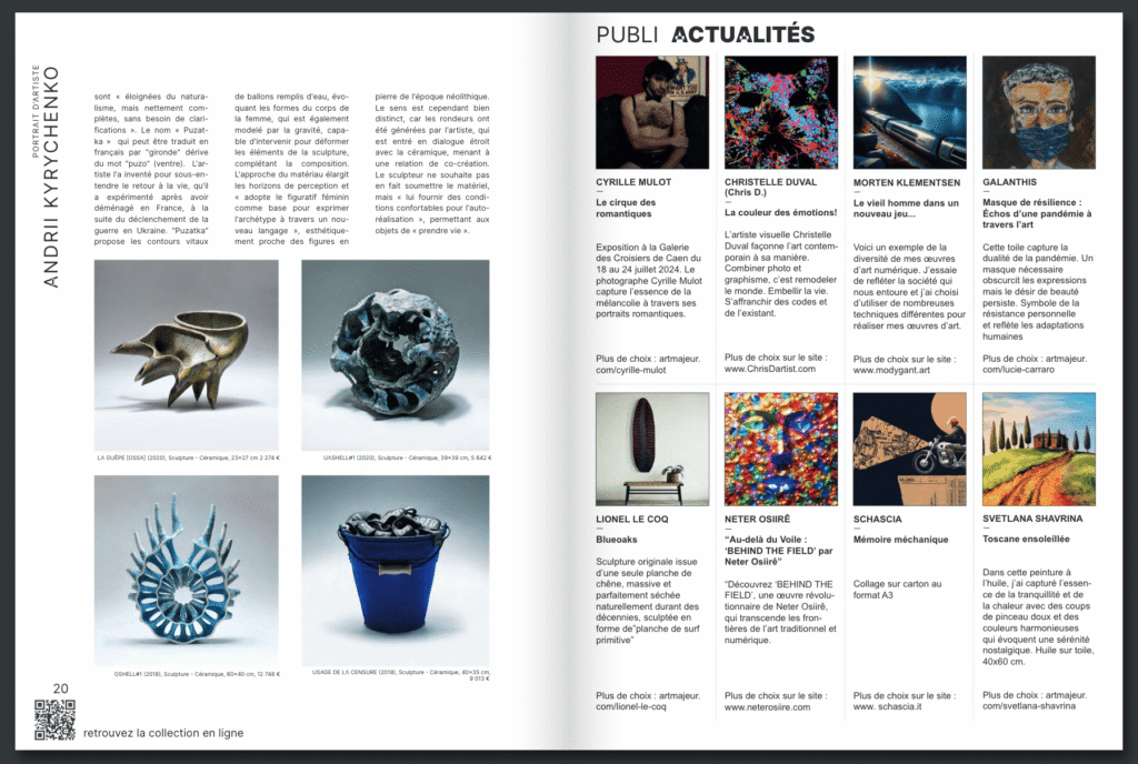 Artmajeur Magazine N°30 Publi Actualités page featuring Toscane ensoleillée by Svetlana Shavrina