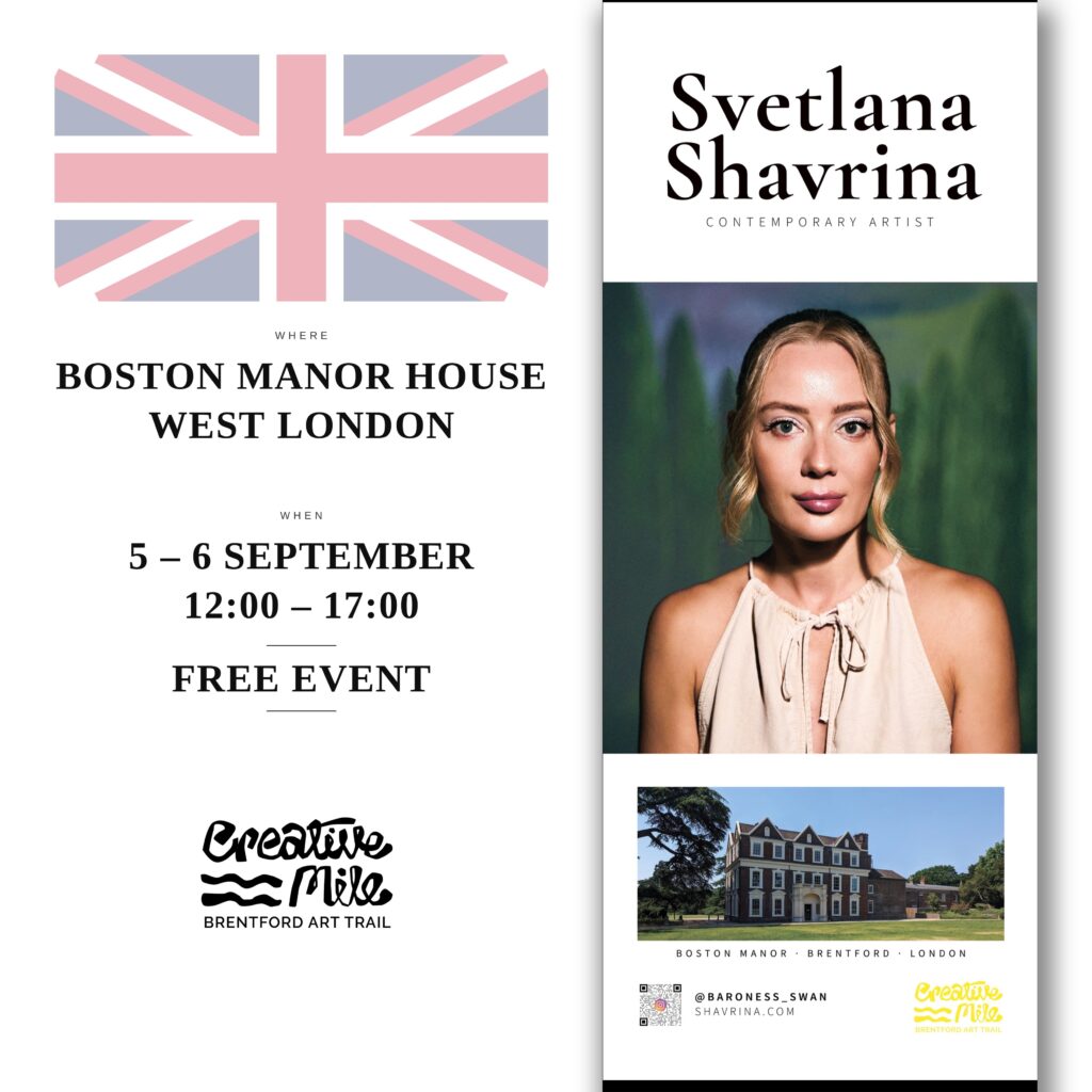 Exhibition poster: Svetlana Shavrina at Boston Manor House, West London, 5–6 September 2026, Creative Mile