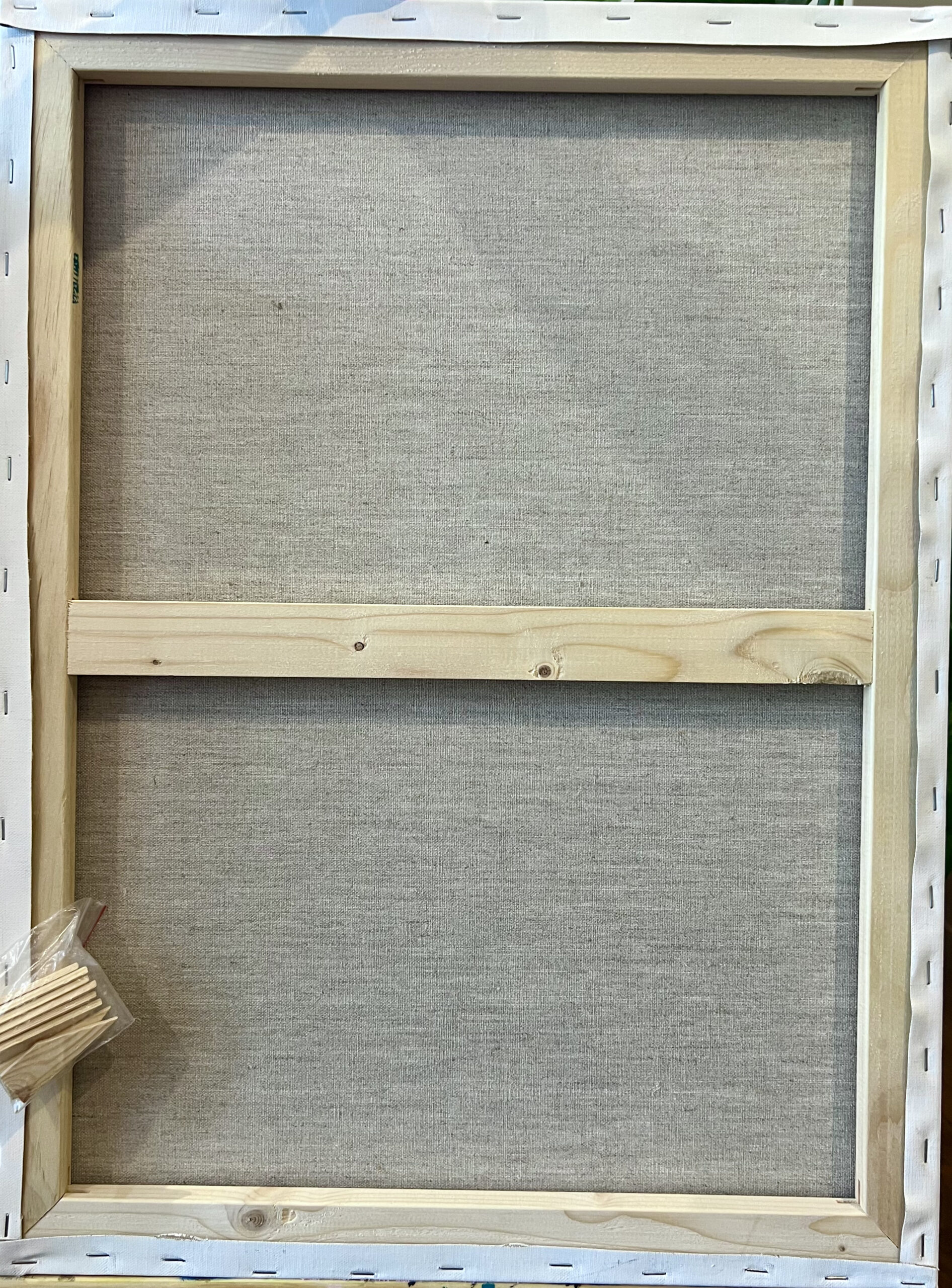 Back of the Golden Lotus cotton canvas on a wooden stretcher frame