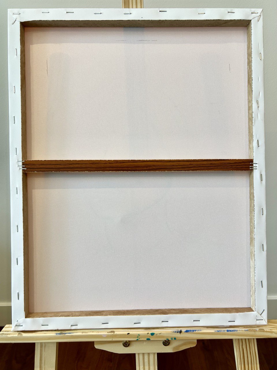Back of the Golden Strawberry cotton canvas on a wooden stretcher frame
