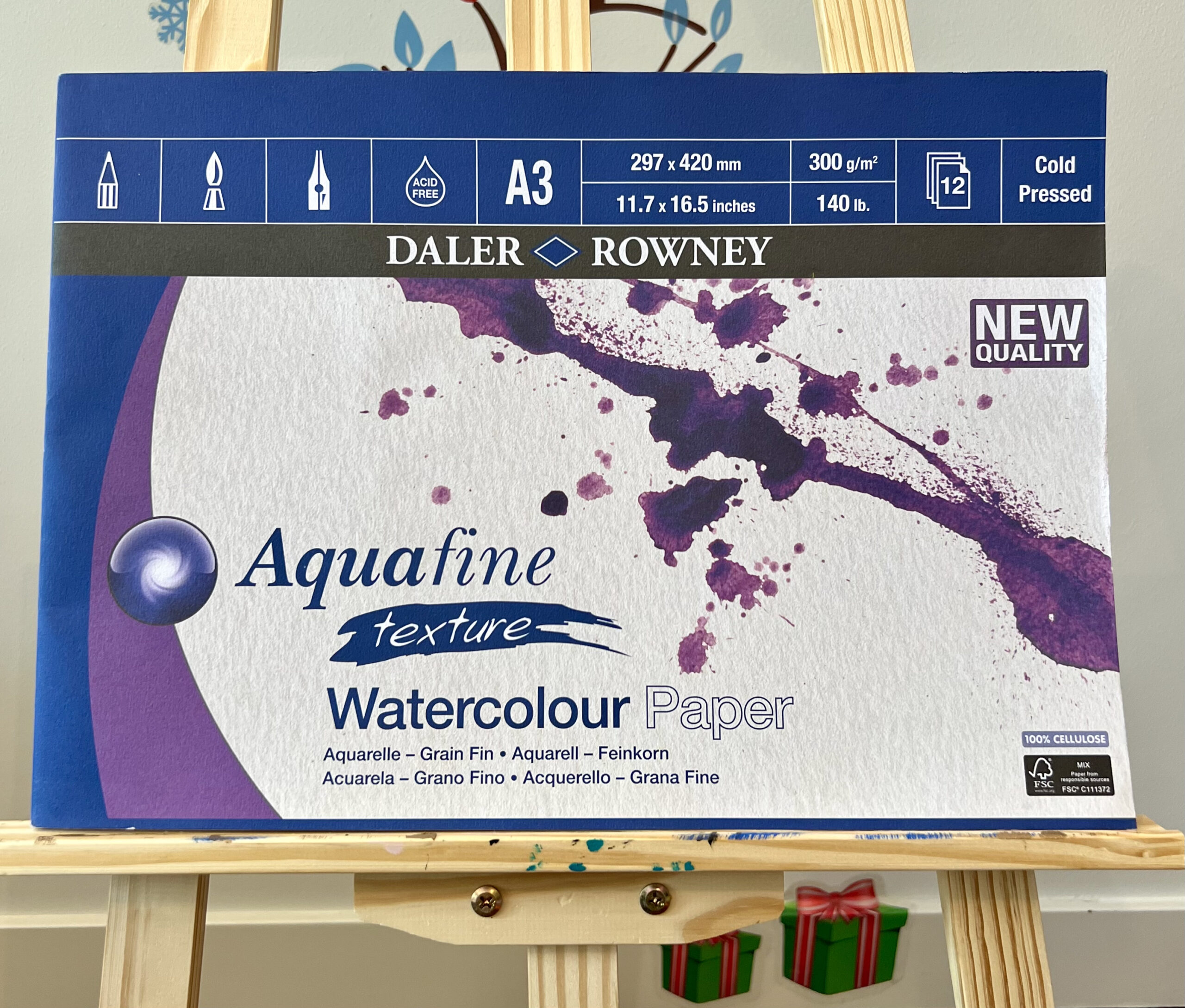 Pad of Daler-Rowney Aqualine A3 watercolour paper used by Lana Swan